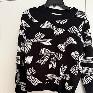 LOFT Black With White Bow Sweater Size Small